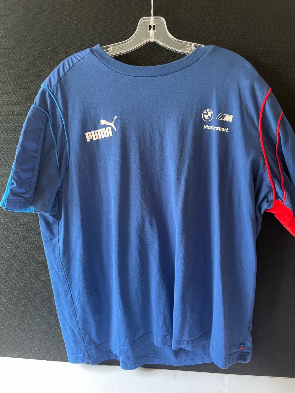 BMW Motorsport Short Sleeve Tee in Blue with Red Accent